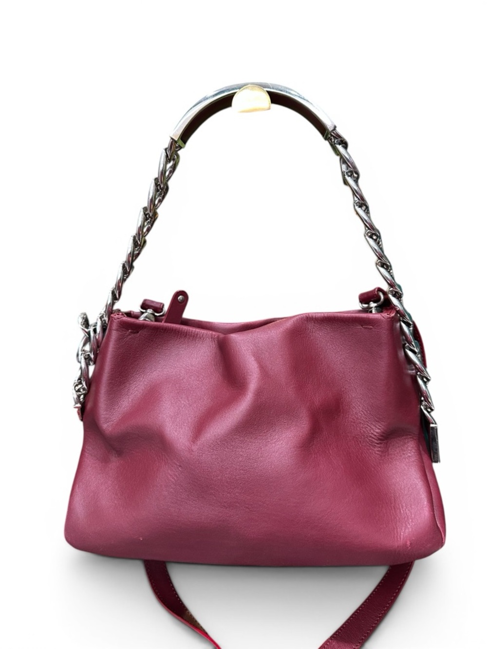 Maison Martin Margiela Burgundy Leather Chain Shoulder Bag Avant Garde (C17)